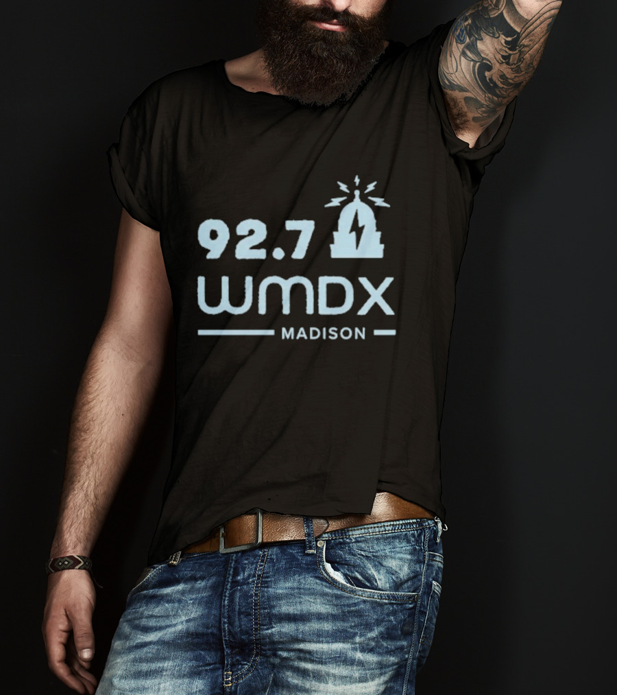92.7 WMDX Madison Radio Station Civic Media Capitol Dome Lightning T-Shirt