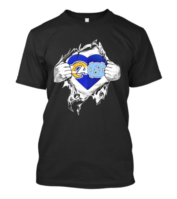 Los Angeles Rams Heart North Carolina Tar Heels Inside Me Football Fan Pride T-Shirt