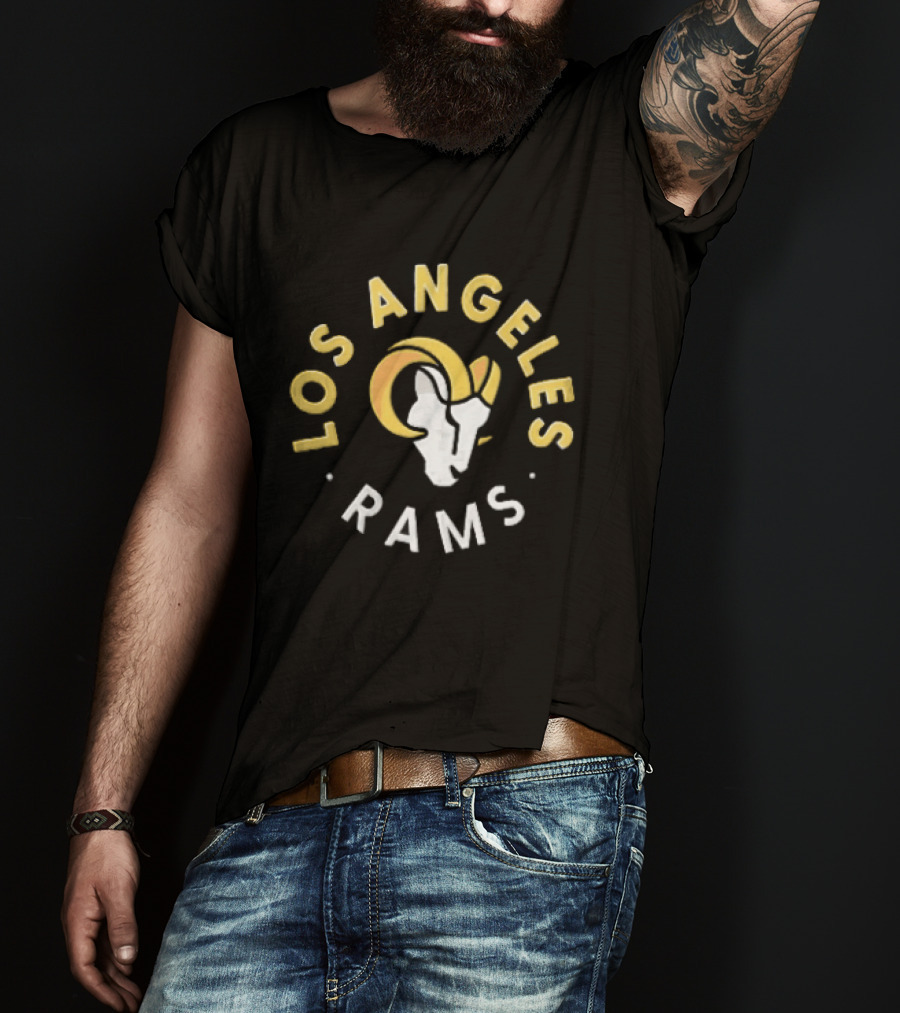 Los Angeles Rams Vintage Spiral Text And Ram Head T-Shirt