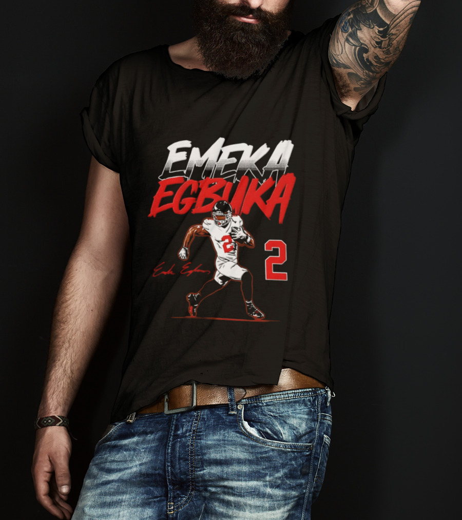 Emeka Egbuka Number 2 Tampa Bay Buccaneers Player Pose T-Shirt