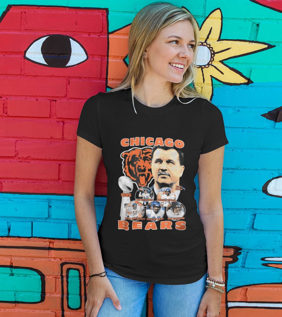 Chicago Bears 1985 Mike Ditka Jim McMahon Walter Payton Mike Singletary Richard Dent Dan Hampton T-Shirt
