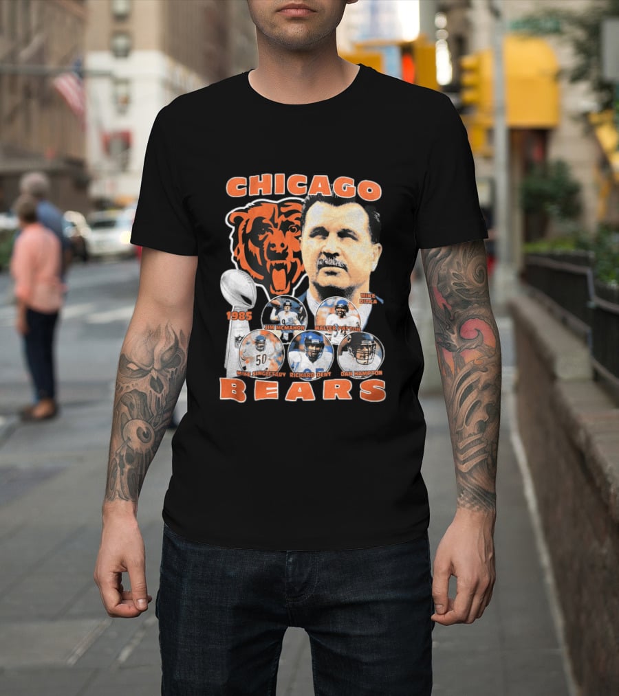 Chicago Bears 1985 Mike Ditka Jim McMahon Walter Payton Mike Singletary Richard Dent Dan Hampton T-Shirt