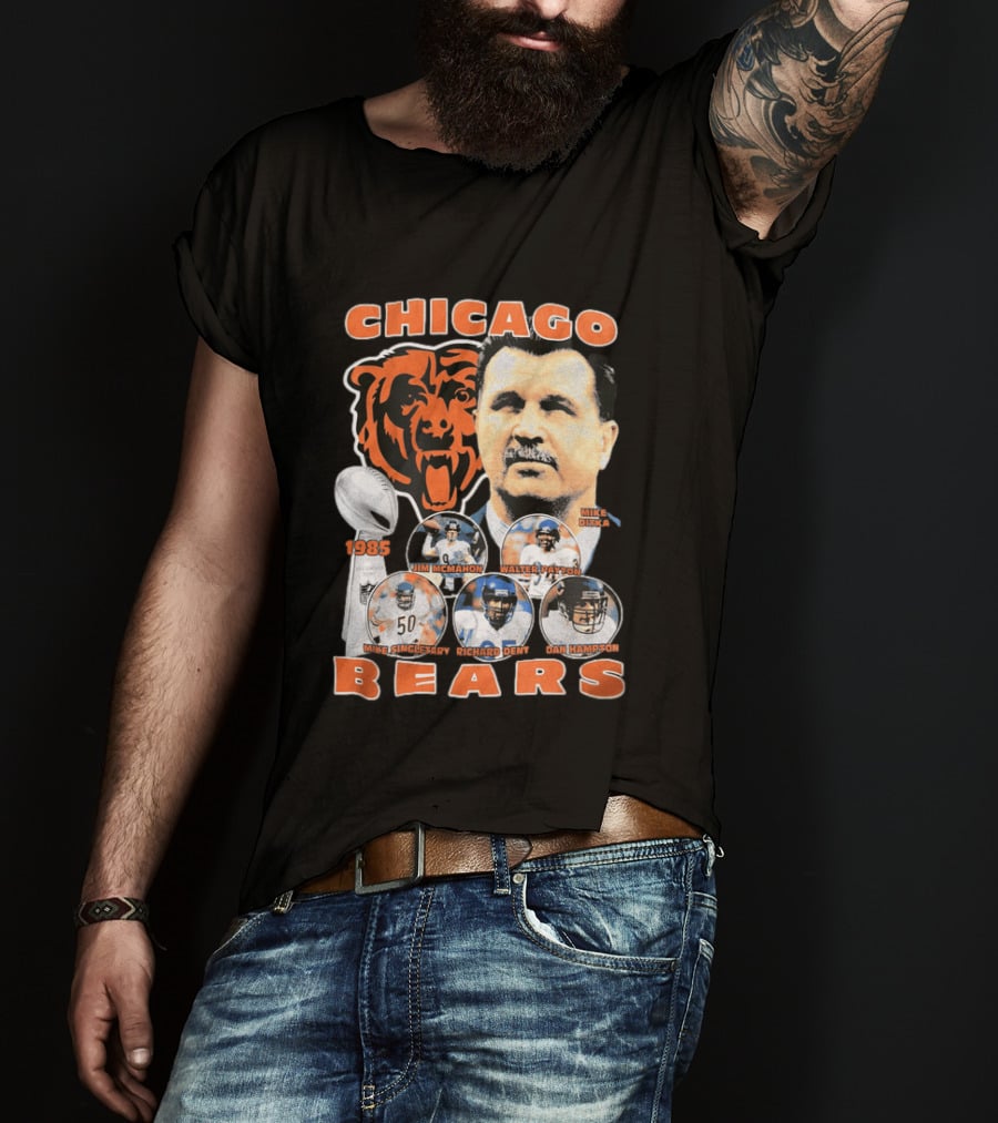 Chicago Bears 1985 Mike Ditka Jim McMahon Walter Payton Mike Singletary Richard Dent Dan Hampton T-Shirt