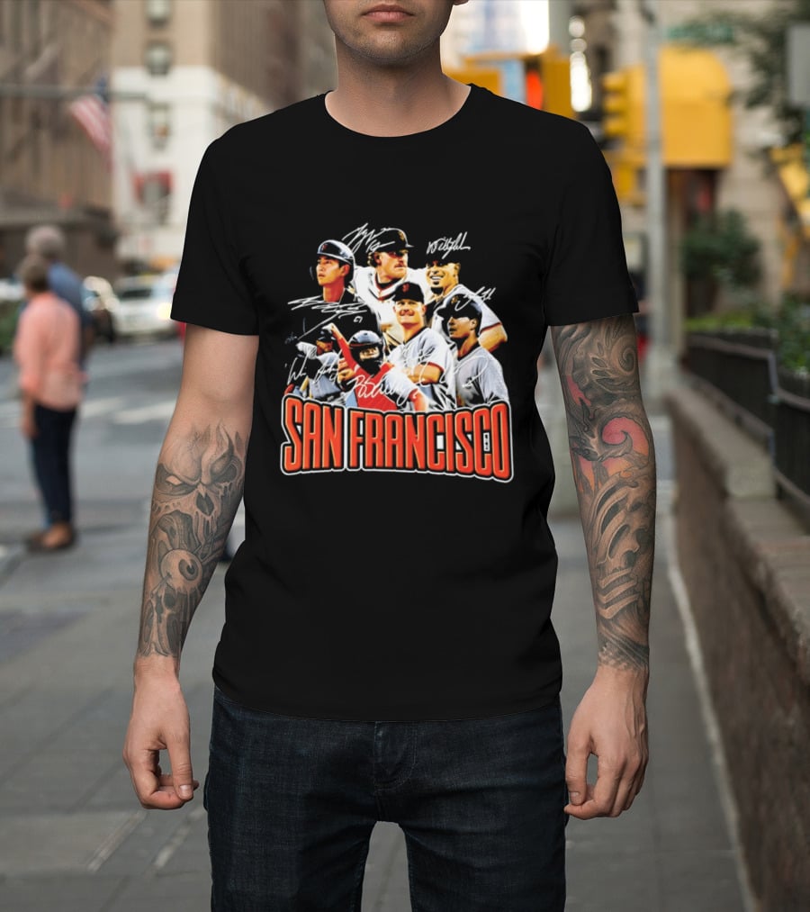 San Francisco Patrick Bailey Jung Hoo Lee Players Collage With Facsimile Signatures T-Shirt