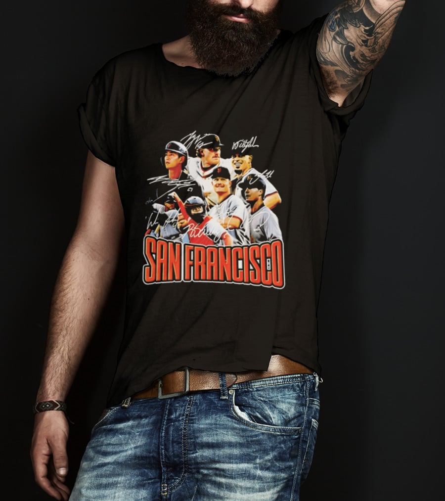 San Francisco Patrick Bailey Jung Hoo Lee Players Collage With Facsimile Signatures T-Shirt