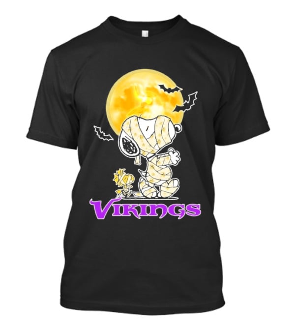 Snoopy Woodstock Vikings Halloween Mummy Moon T-Shirt