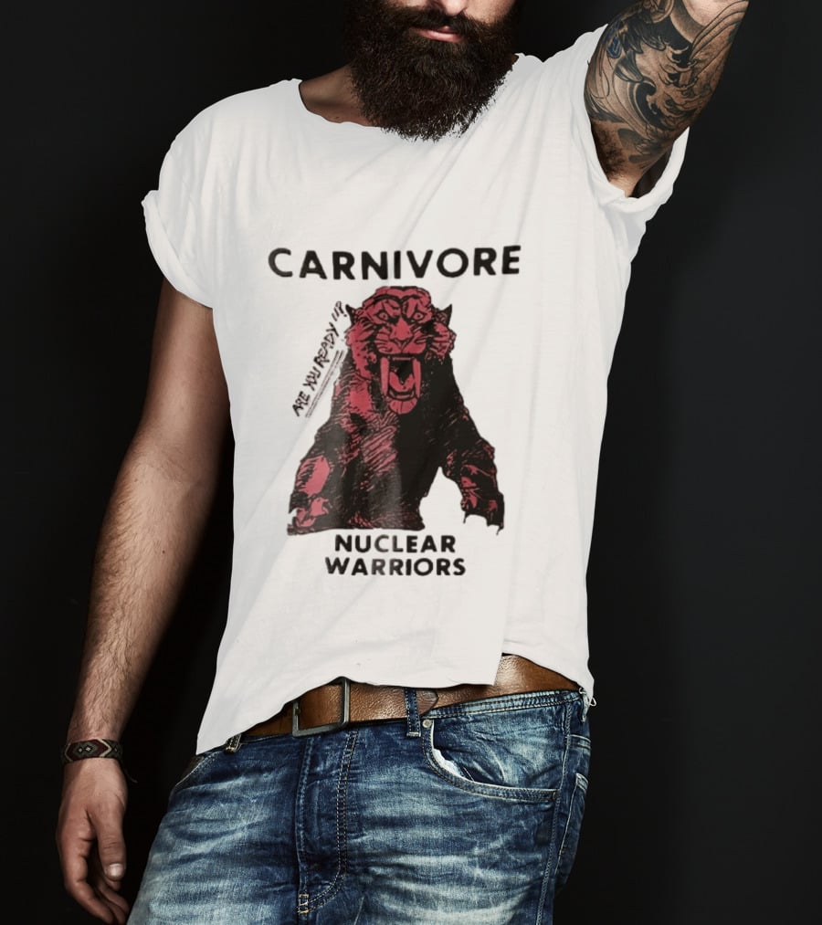 Carnivore Nuclear Warriors Snarling Sabertooth Tiger Pink Ink Sketch T-Shirt
