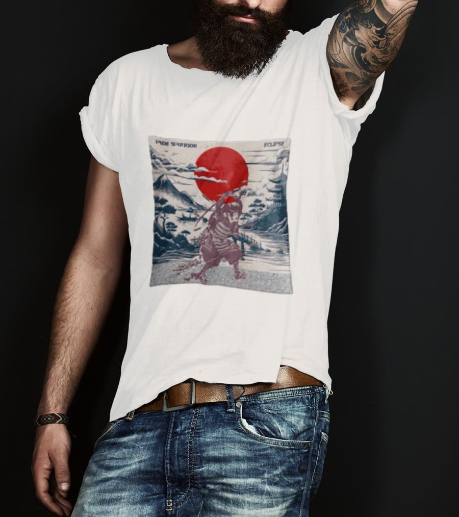 Jade Warrior Eclipse Japanese Samurai Red Sun Pagoda T-Shirt