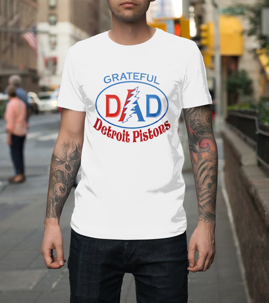 Grateful Dad Detroit Pistons Lightning Bolt T-Shirt