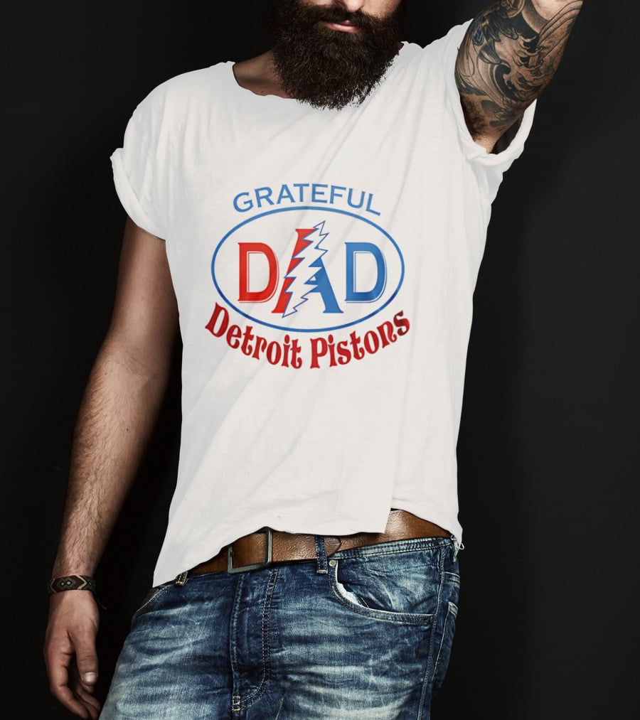 Grateful Dad Detroit Pistons Lightning Bolt T-Shirt