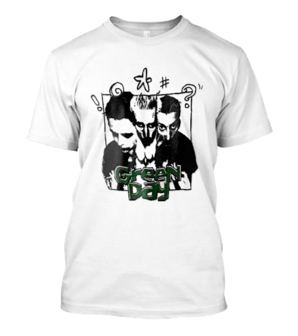 Green Day Billie Joe Armstrong Mike Dirnt Tre Trio High Contrast Doodles Stencil T-Shirt
