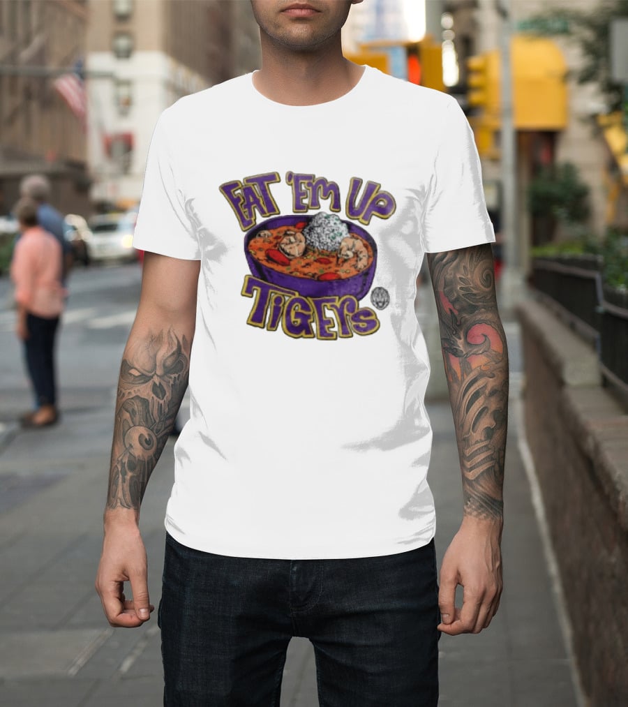 LSU Tigers Eat 'Em Up Jambalaya Purple Bowl Sports T-Shirt
