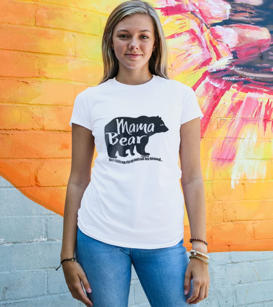 Mama Bear Her Children Rise Up And Call Her Blessed Proverbs 31 Black Bear T-Shirt