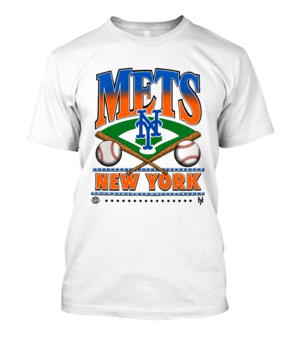 Mets New York Baseball NYC Team Two Bats Two Baseballs Crossed Bat T-Shirt