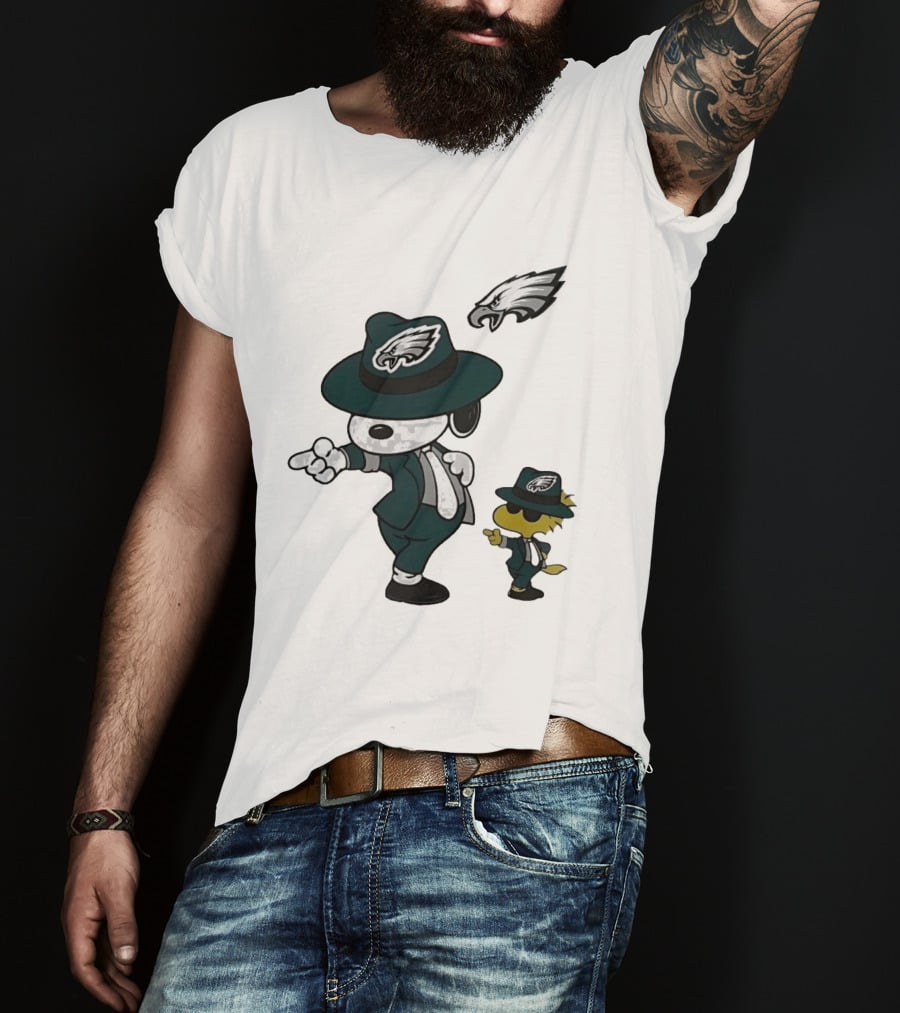 Philadelphia Eagles X Snoopy Woodstock Dance Pop Rock Hat Suit Football Team T-Shirt