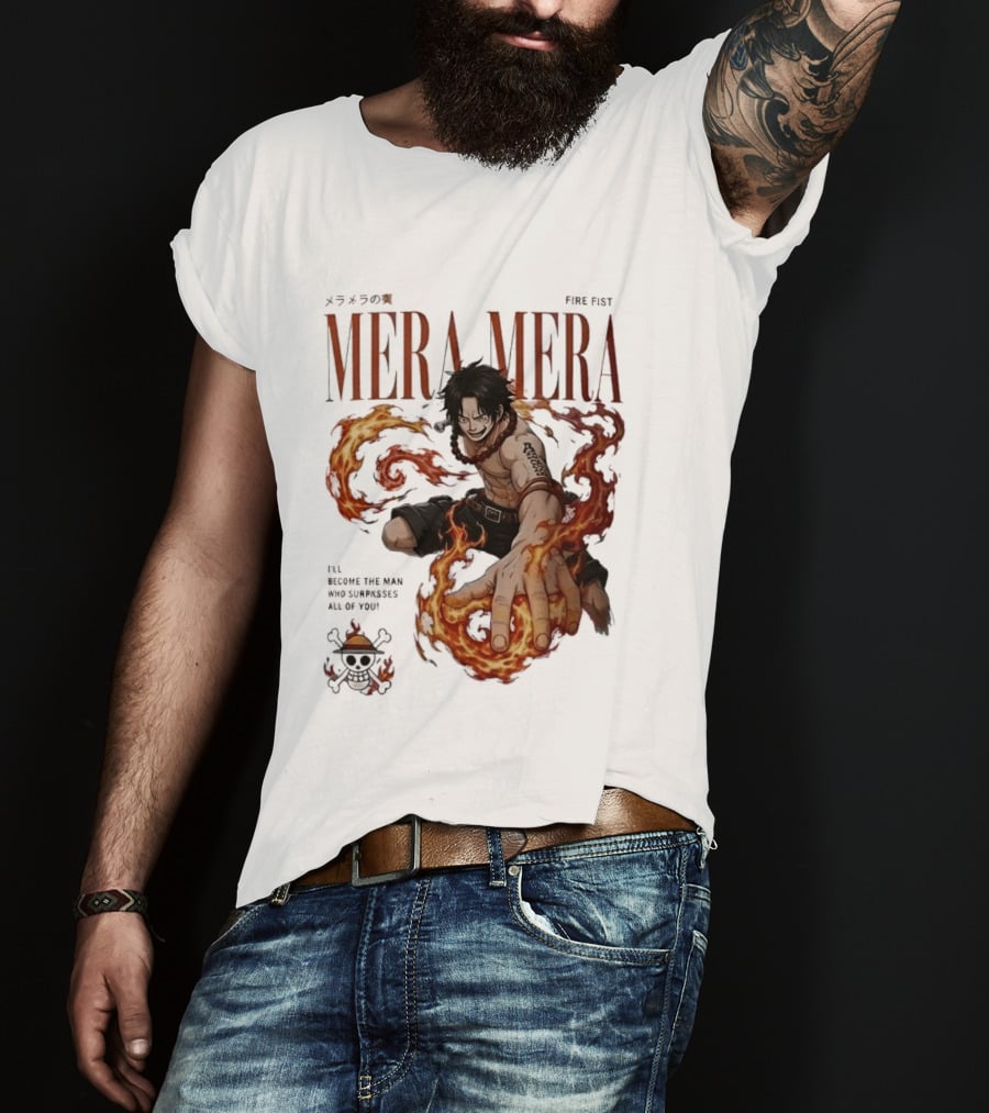 Mera Mera Fire Fist Portgas D Ace One Piece Anime T-Shirt
