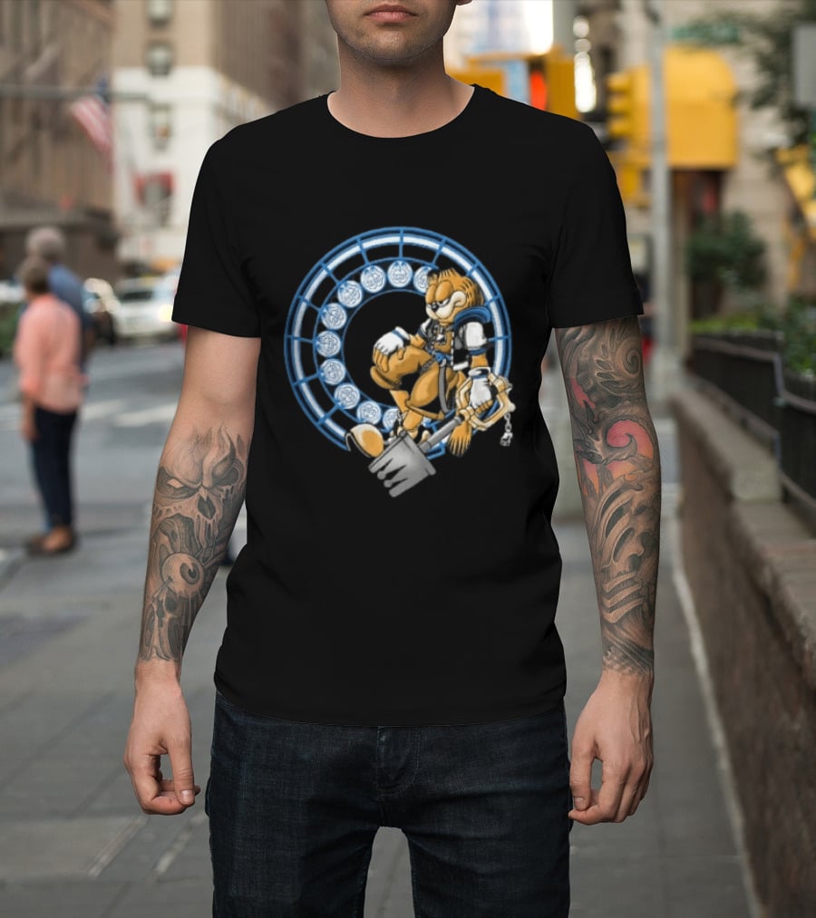Kingdom Hearts Cat Keyblade Garfield Crossover Keyblade Wielder In Blue Circle T-Shirt
