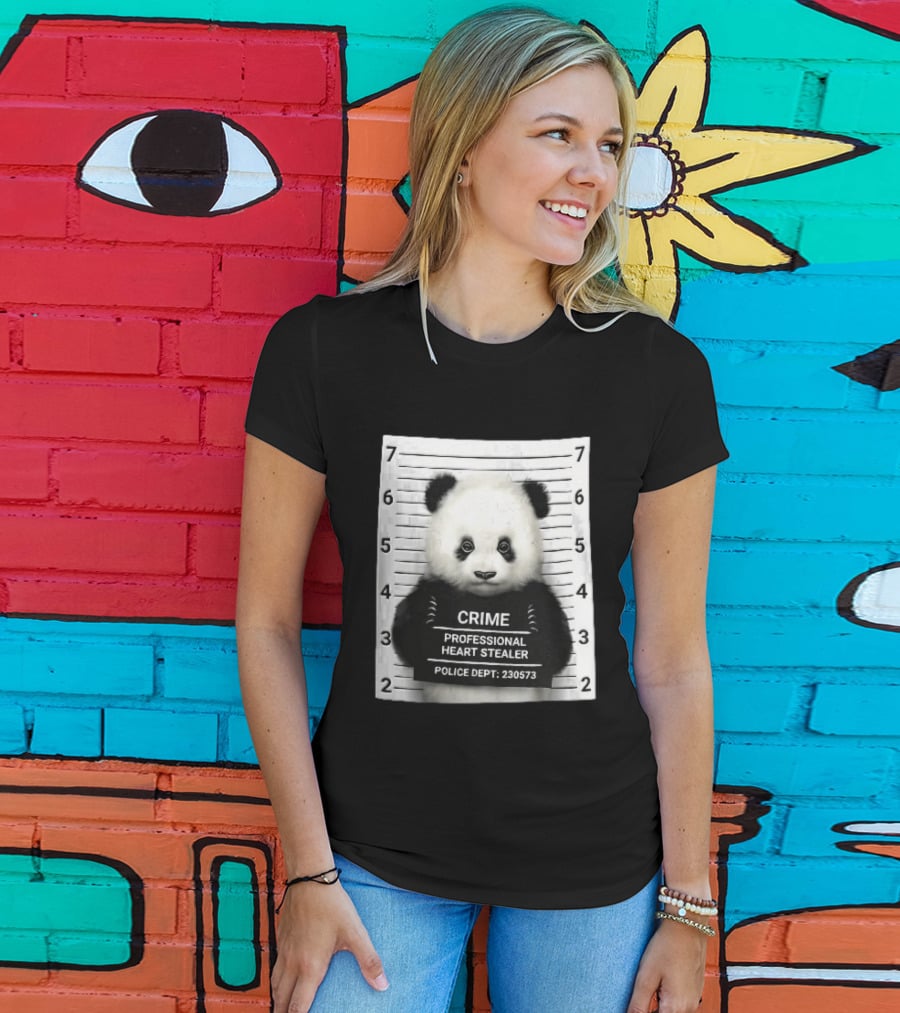Panda Crime Professional Heart Stealer Police Dept 230573 Shot Lineup T-Shirt