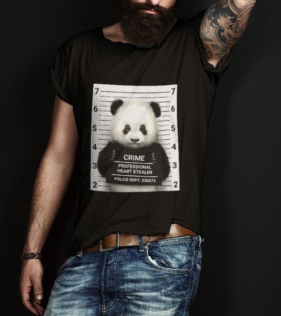 Panda Crime Professional Heart Stealer Police Dept 230573 Shot Lineup T-Shirt
