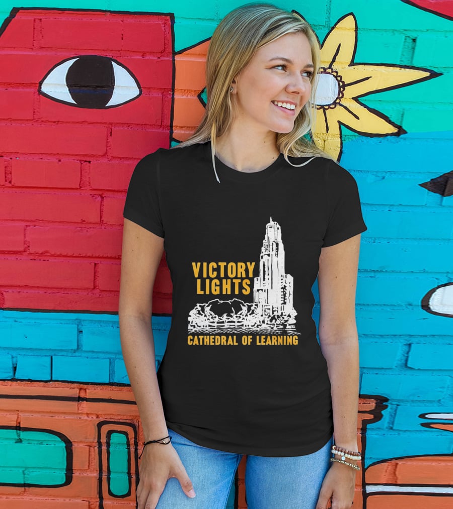 Victory Lights Cathedral Of Learning Pittsburgh Panthers T-Shirt