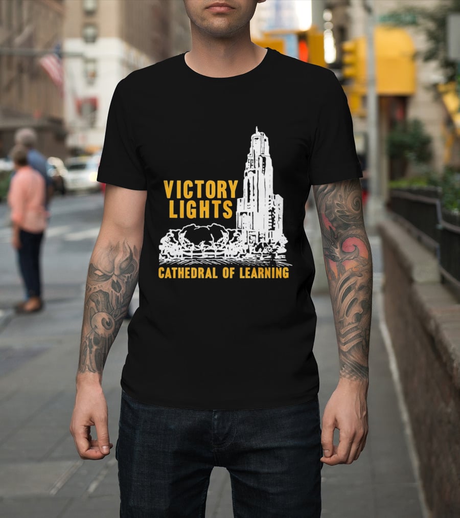Victory Lights Cathedral Of Learning Pittsburgh Panthers T-Shirt