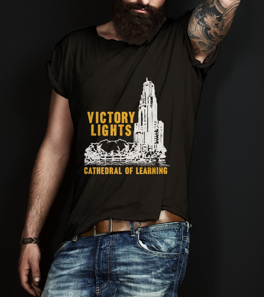 Victory Lights Cathedral Of Learning Pittsburgh Panthers T-Shirt