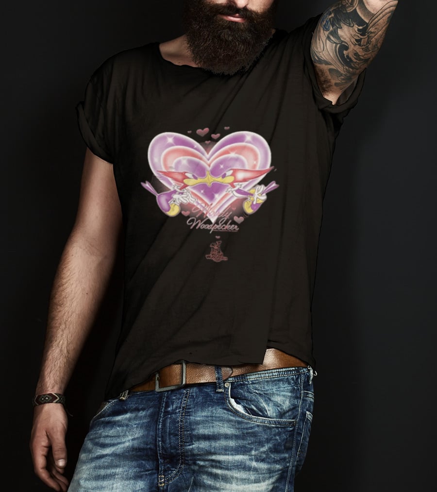 Winnie Woodpecker Woody Kissing Cartoon Birds Heart T-Shirt