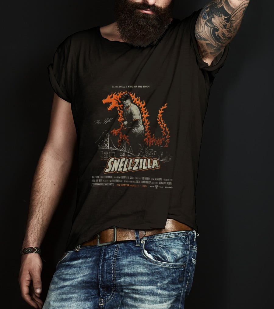 Blake Snell Snellzilla No Hitter August 7 2024 King Of The Bump San Francisco San Diego Padres T-Shirt