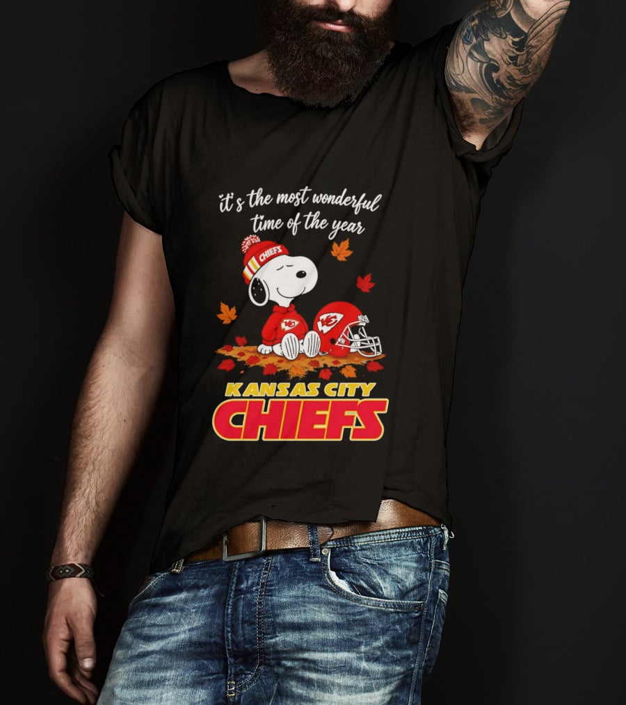 Snoopy Kansas City Chiefs It's The Most Wonderful Time Of The Year T-Shirt