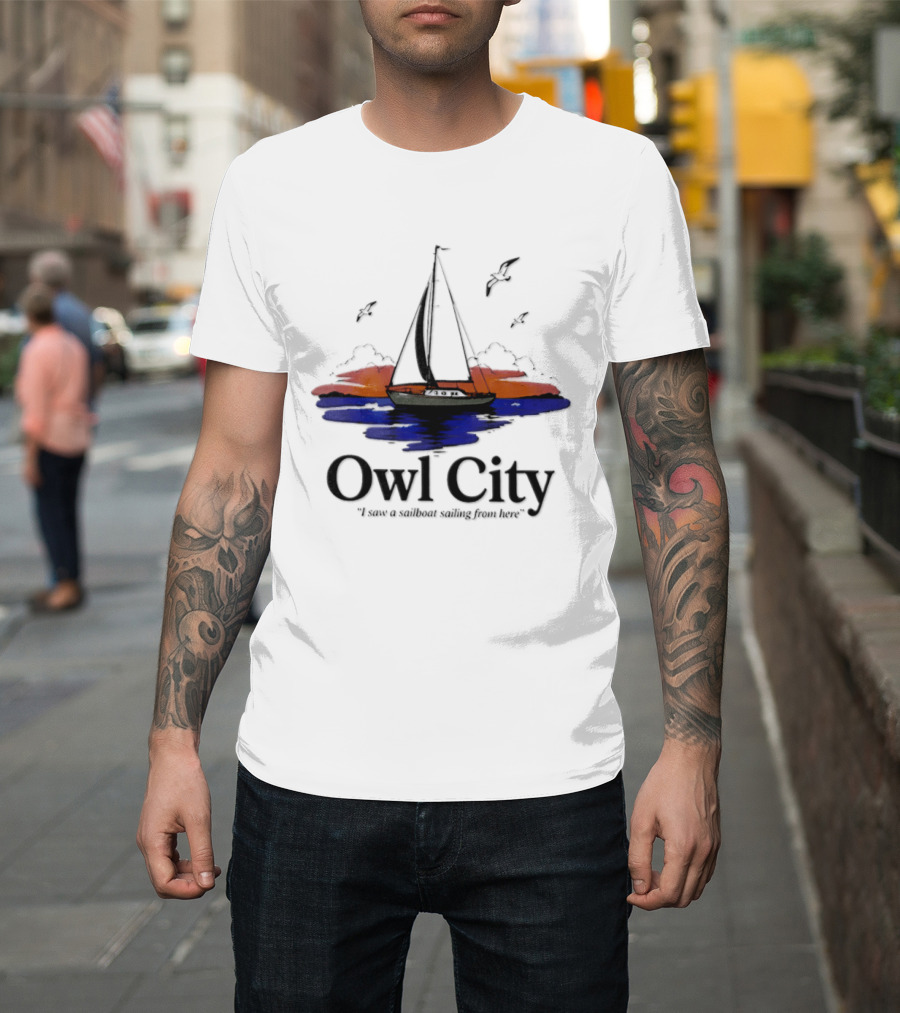 Owl City Smooth Sailing Scenic Sunset Adventure T-Shirt