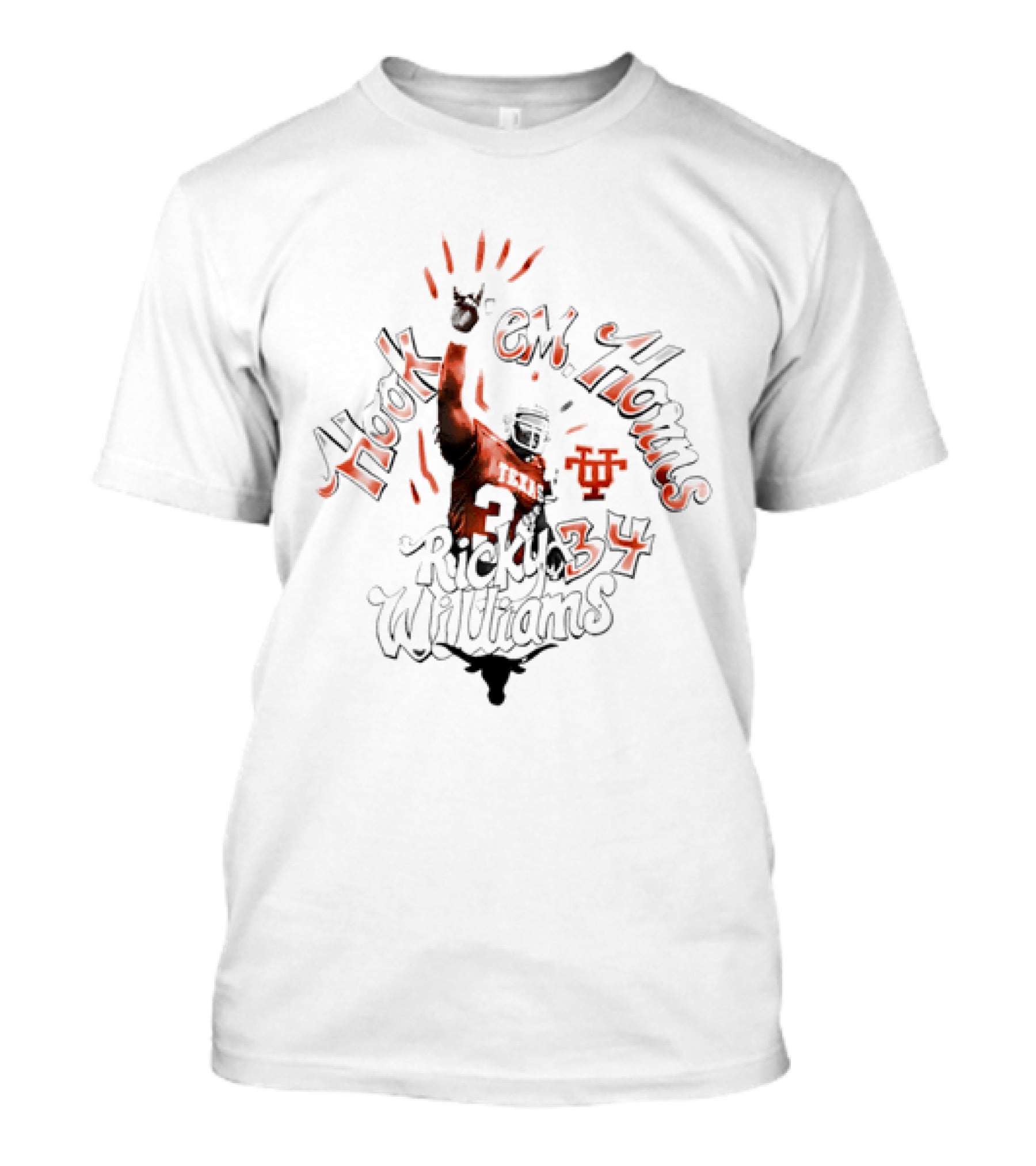 Ricky Williams Hook 'Em Horns 34 Texas Longhorns T-Shirt