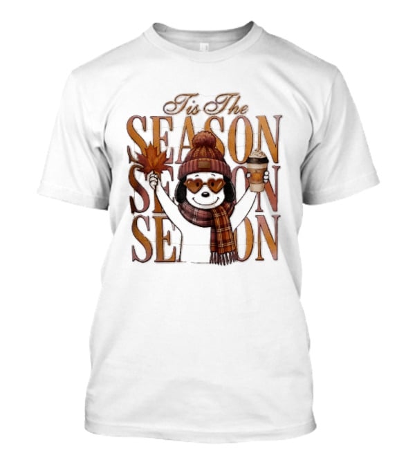 Tis The Season Fall Pumpkin Coffee Dog Autumn Cozy Vibes T-Shirt