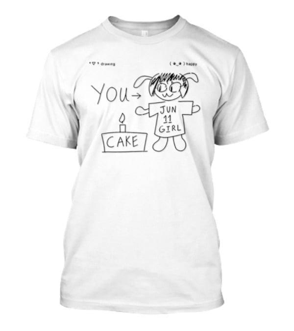 Jun 11 Girl Birthday Cake Drawing With You And Candle T-Shirt