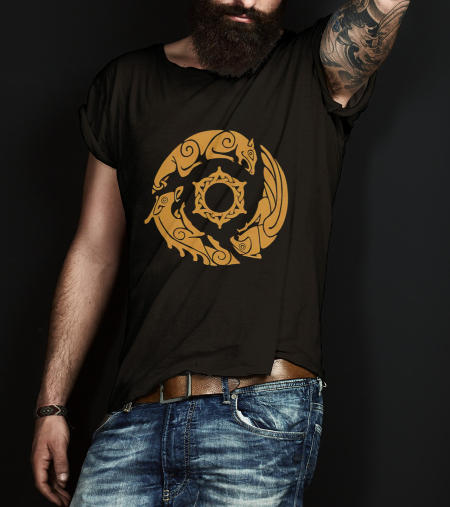 Crimson Desert Crest Zodiac Animal Wheel T-Shirt