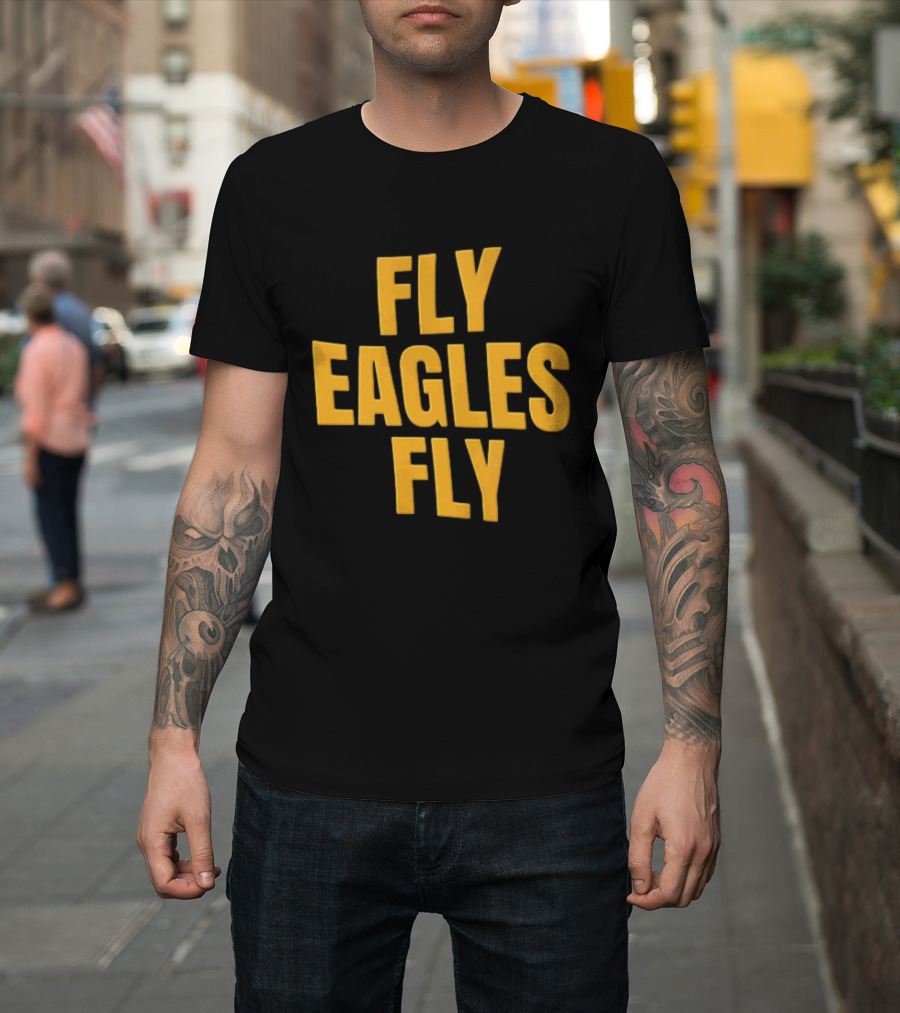 Fly Eagles Fly Philadelphia Yellow Stacked T-Shirt
