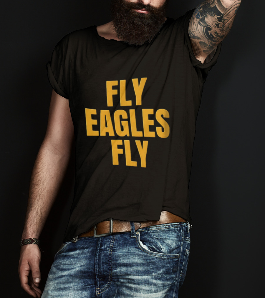 Fly Eagles Fly Philadelphia Yellow Stacked T-Shirt