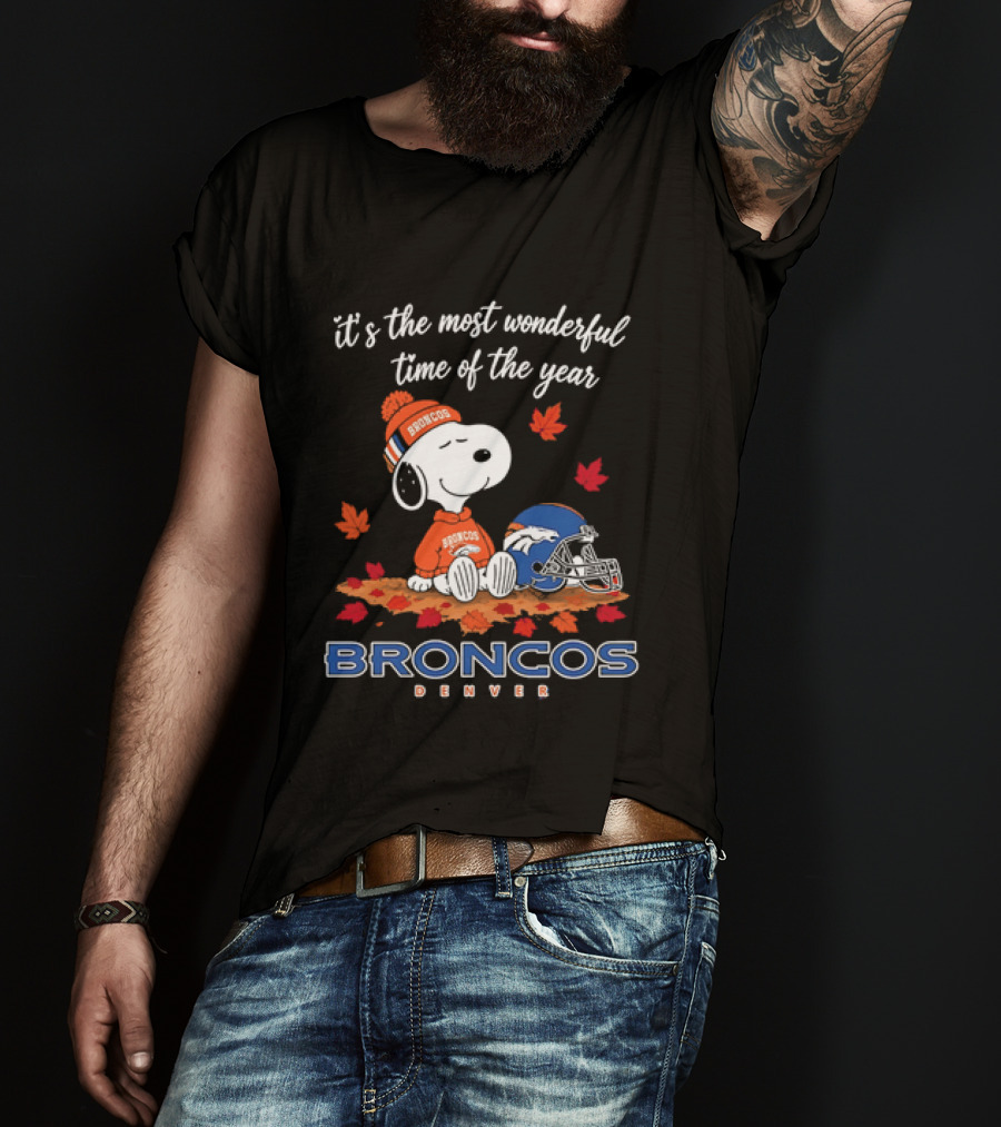 Snoopy Broncos Denver It's The Most Wonderful Time Of The Year Autumn Football T-Shirt
