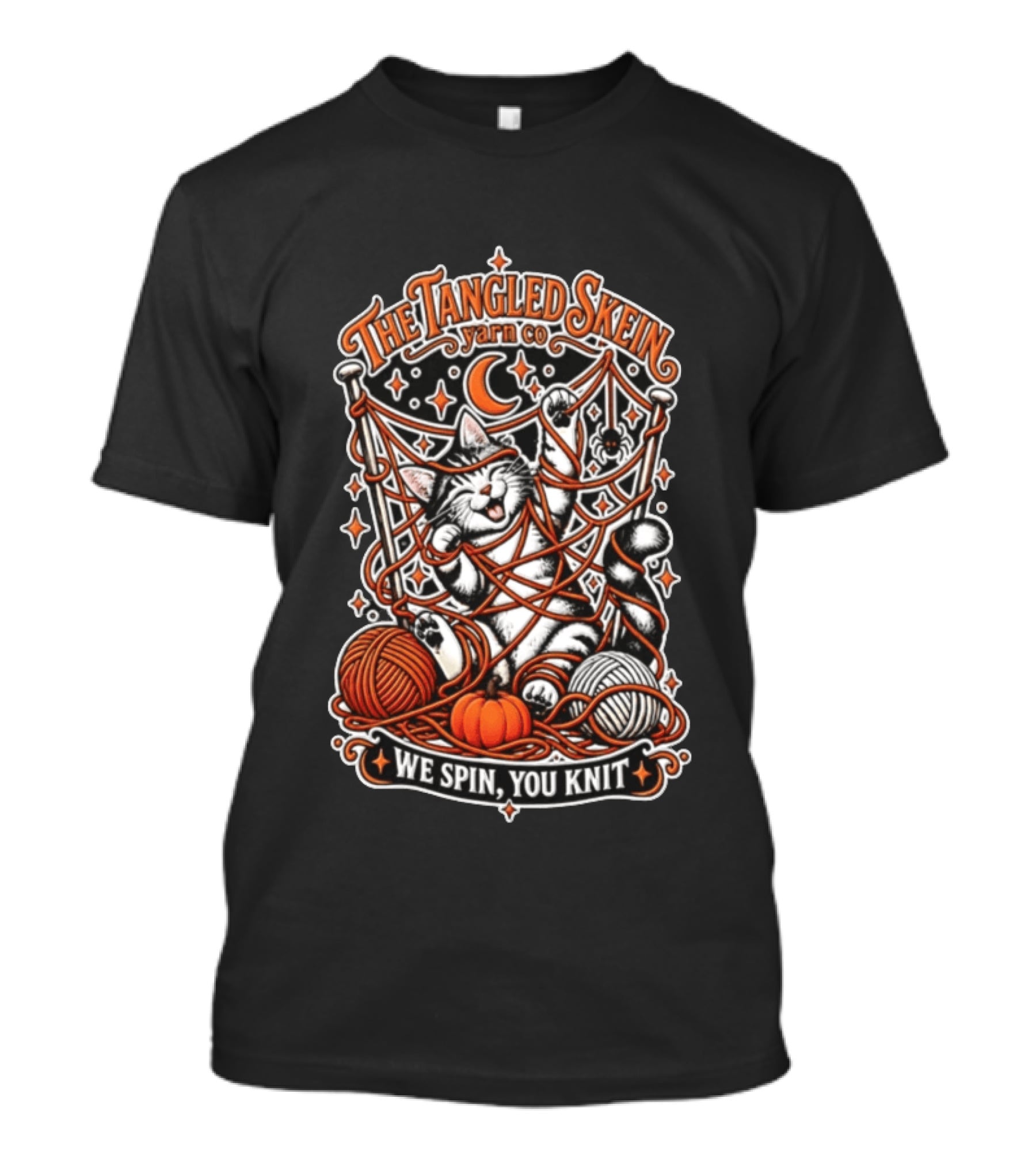 The Tangled Skein Yarn Co Cat We Spin You Knit T-Shirt
