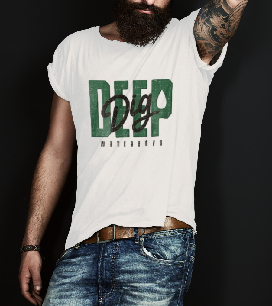 Dig Deep Waterboys Distressed Green Block Water Droplet T-Shirt