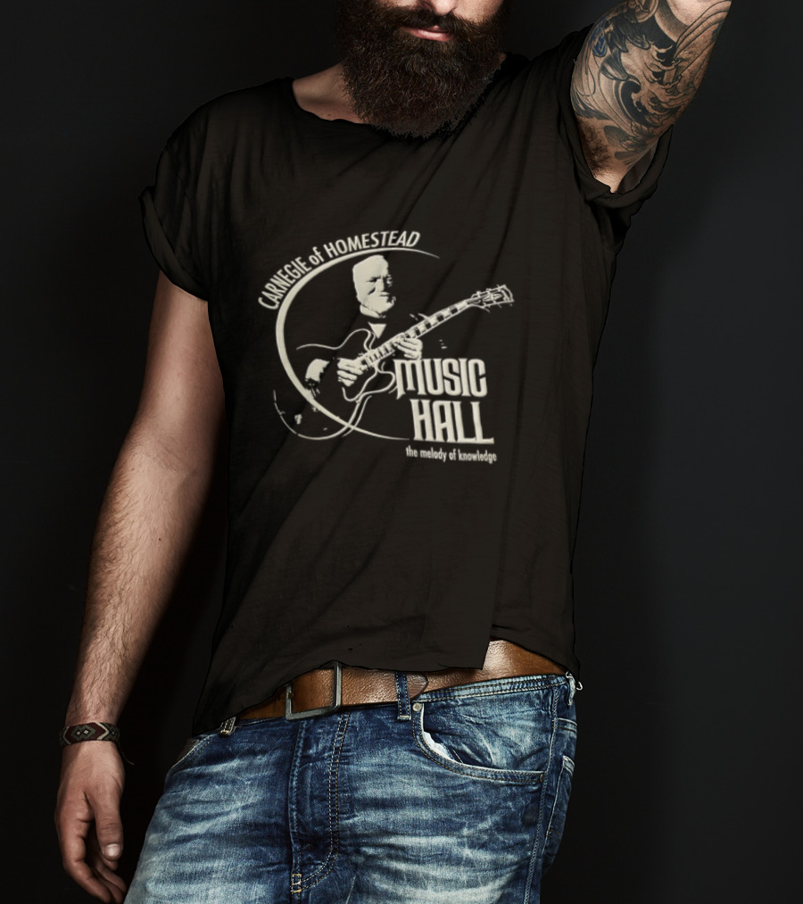 Carnegie Homestead Music Hall Stencil Archtop Guitar Sketch T-Shirt
