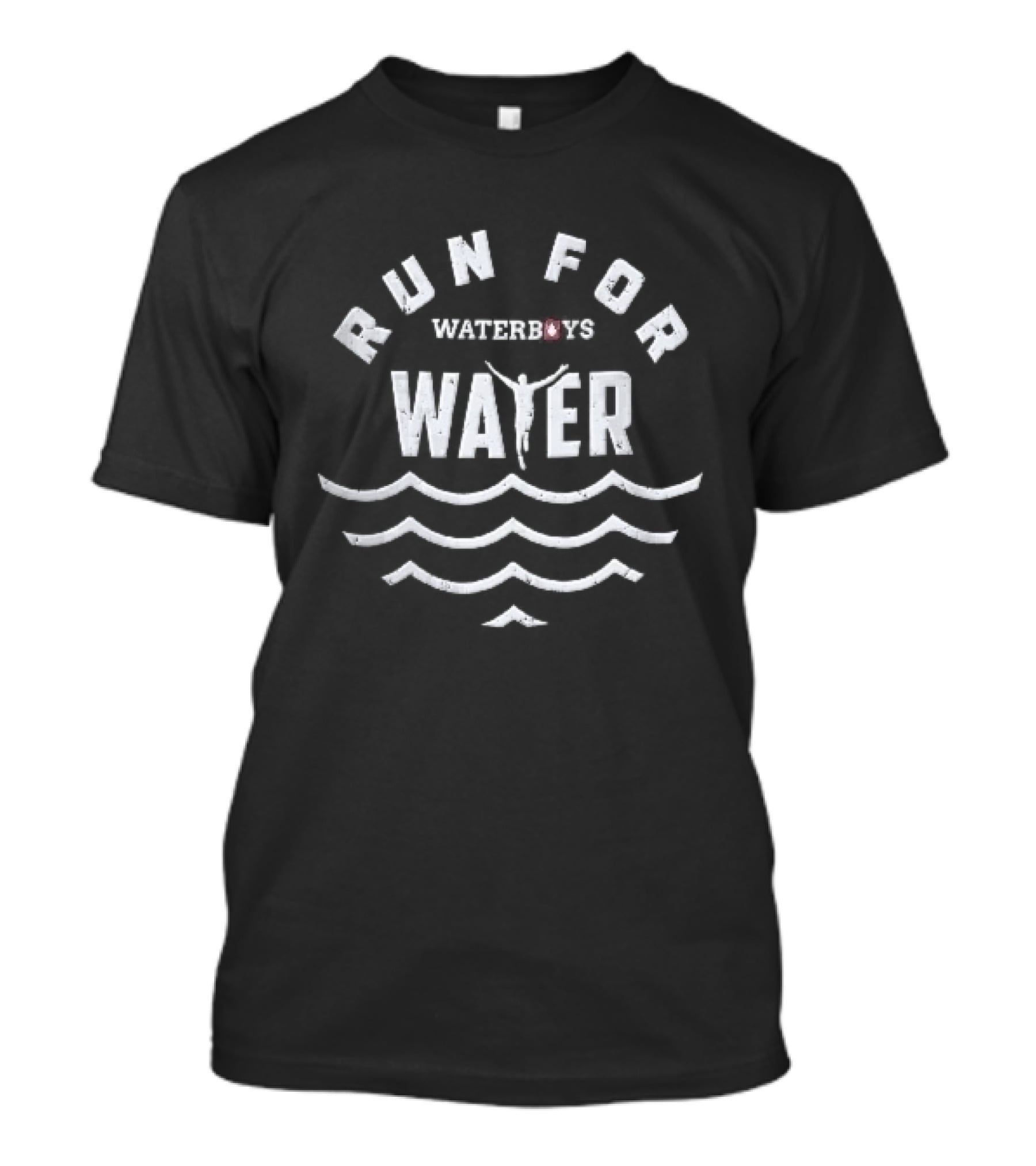 Run For Water Waterboys Waves Silhouette Distressed T-Shirt