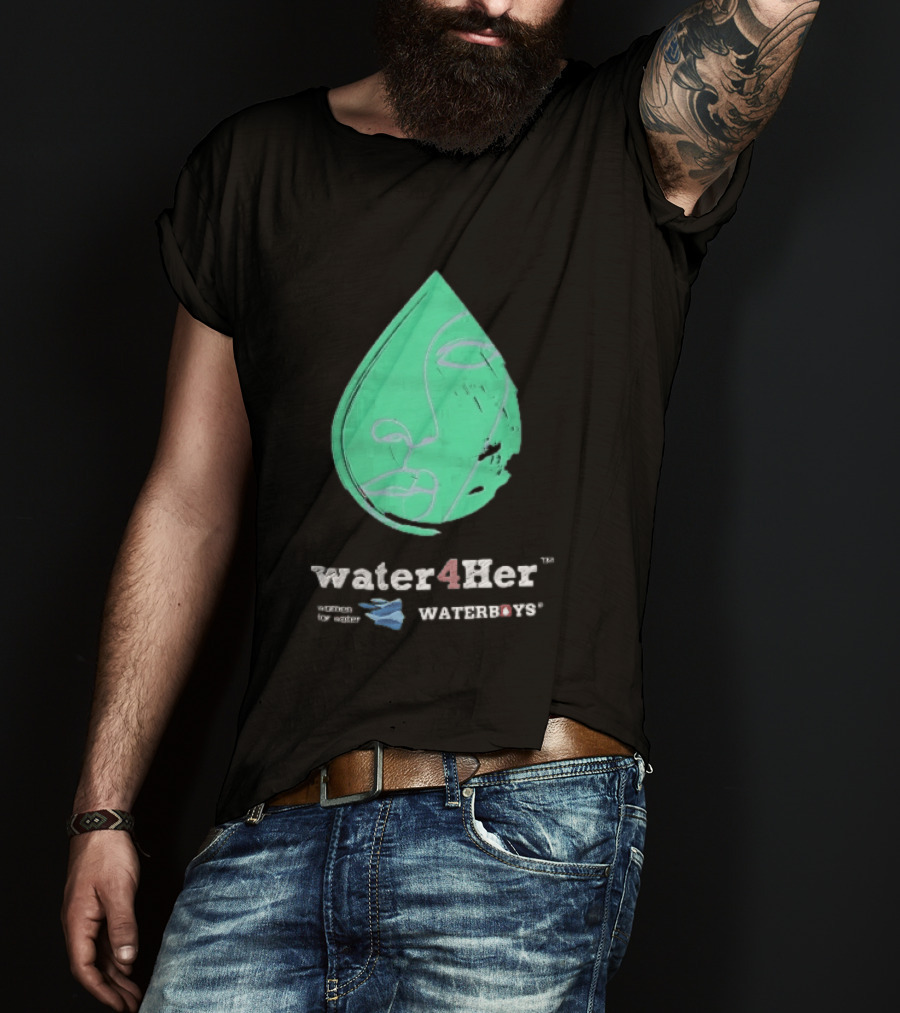 Water4Her Waterboys Green Waterdrop Line Face Women For Water T-Shirt