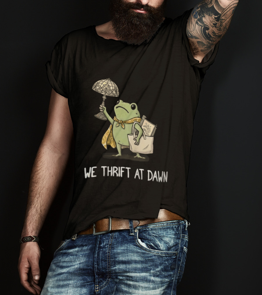 We Thrift At Dawn Frog Holding Stained Glass Lamp Scarf And Bag T-Shirt