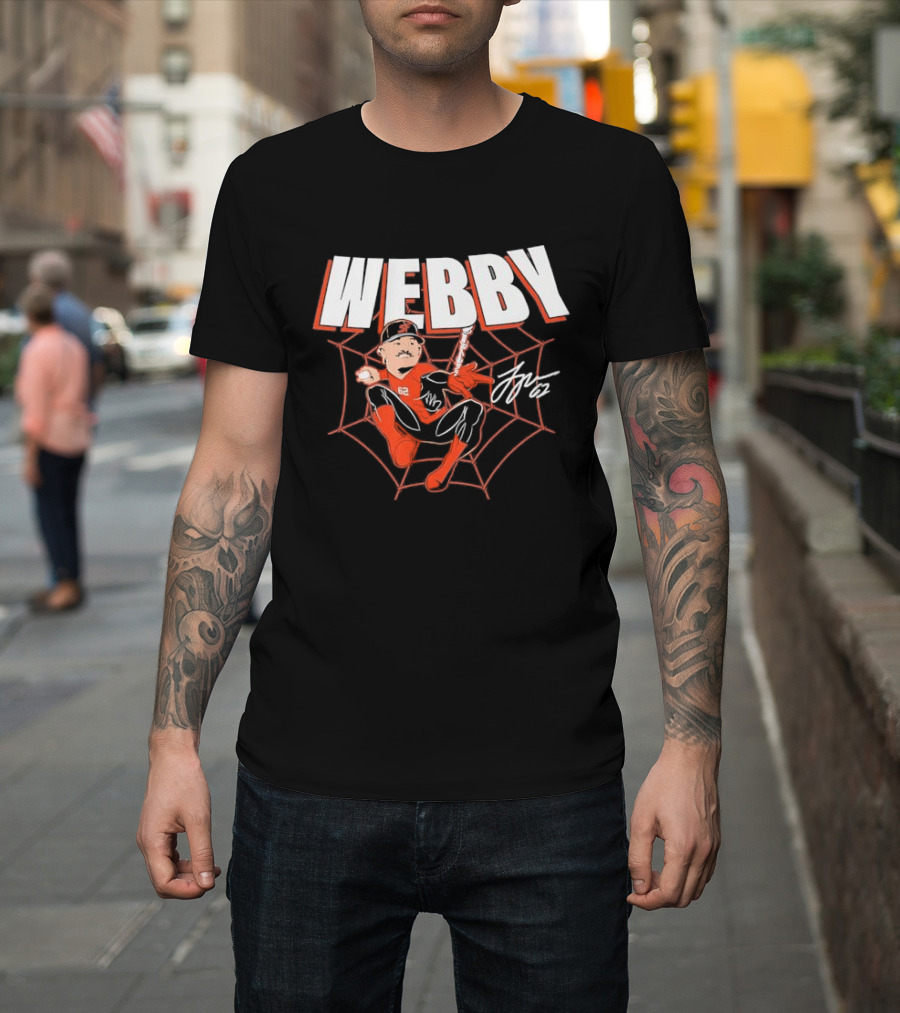 WEBBY Spider Web Baseball Player 62 Red Jersey Signature T-Shirt