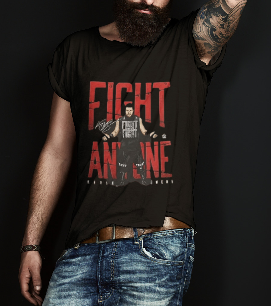 Kevin Owens WWE Fight Anyone Barbed Wire Wrestler Pose T-Shirt