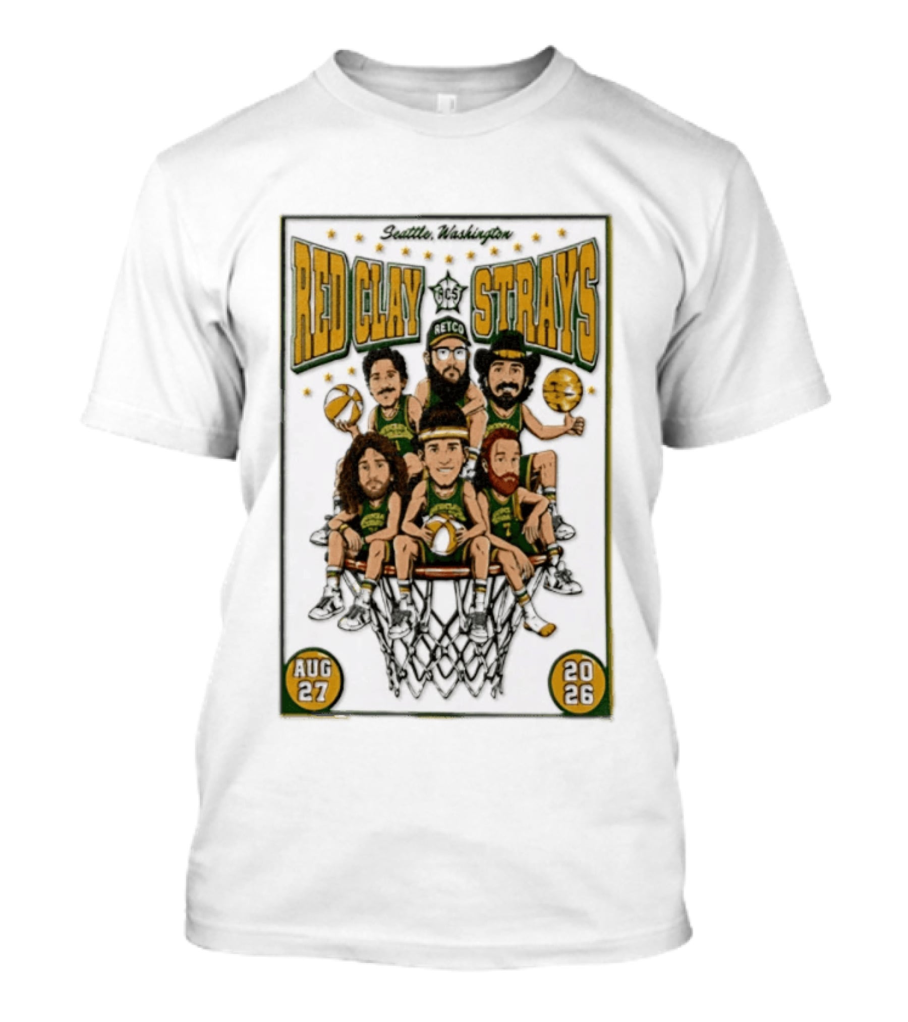 Seattle Washington Aug 27 2026 Red Clay Strays Basketball Tour T-Shirt