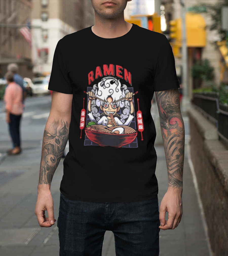 Ramen Pirate With Chopsticks Eating Noodles Anime T-Shirt
