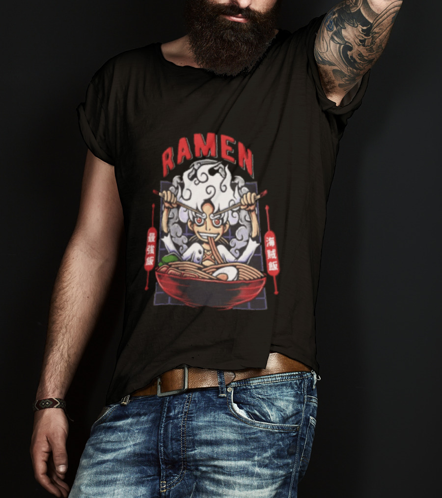 Ramen Pirate With Chopsticks Eating Noodles Anime T-Shirt
