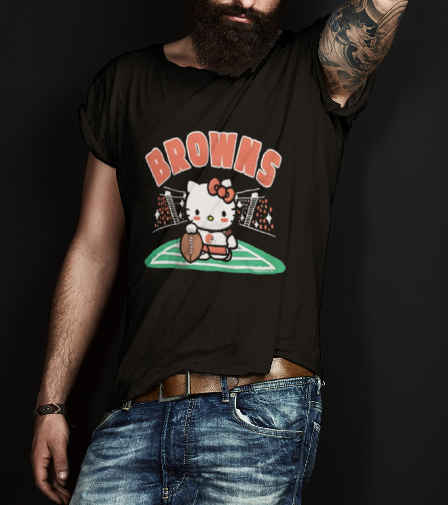 Hello Kitty Football Collaboration With Cleveland Browns T-Shirt
