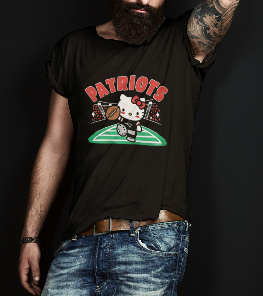 Hello Kitty Patriots Football Touchdown Collaboration T-Shirt